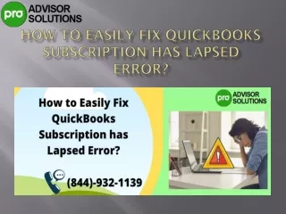 how to easily fix quickbooks subscription has lapsed error