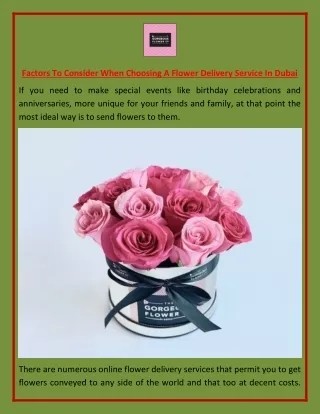 Factors To Consider When Choosing A Flower Delivery Service In Dubai
