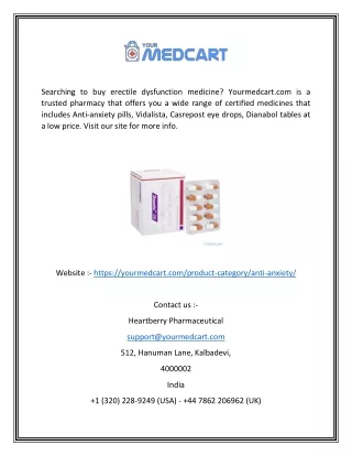 Buy Anti-anxiety Pills  Yourmedcart.com