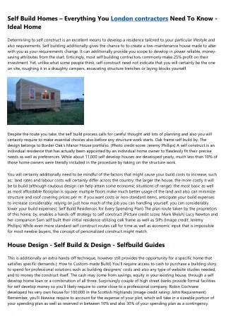 self build homes everything you london