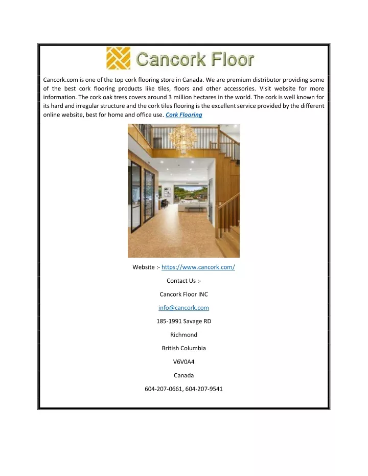 cancork com is one of the top cork flooring store