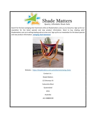 Searching For The Best Swinging Chair Hammock | Shade Matter