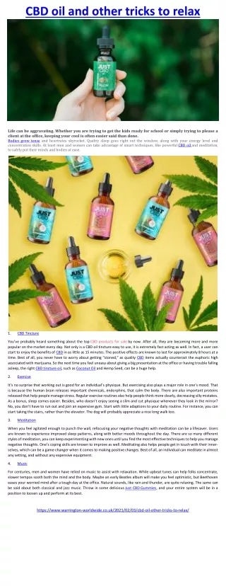 cbd oil and other tricks to relax