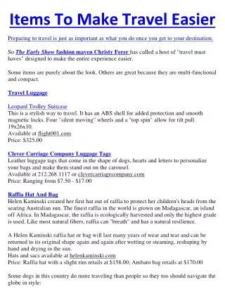 items to make travel easier