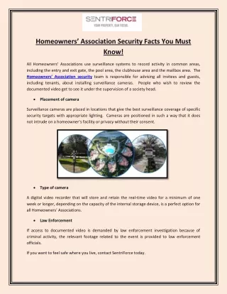 Homeowners’ Association Security Facts You Must Know!