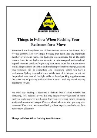 things to follow when packing your bedroom