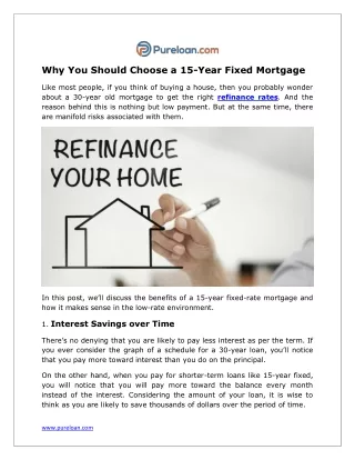 why you should choose a 15 year fixed mortgage