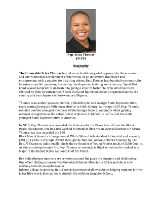 rep erica thomas d 39 biography