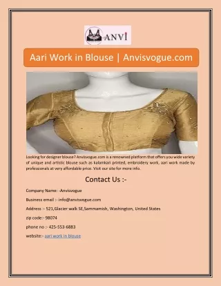 aari work in blouse anvisvogue com