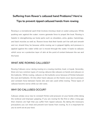suffering from rower s callused hand problems