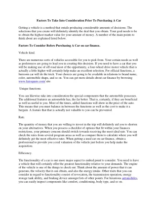 factors to take into consideration prior