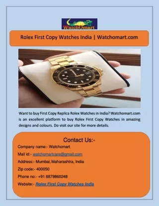 Rolex First Copy Watches India  Watchomart.com
