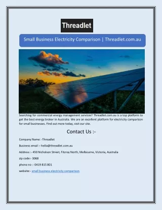 Small Business Electricity Comparison | Threadlet.com.au