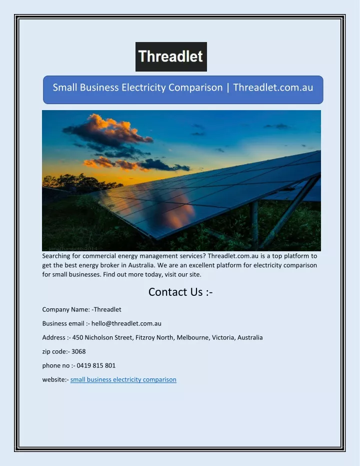 small business electricity comparison threadlet