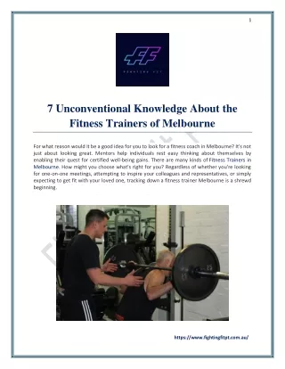 7 Unconventional Knowledge About the Fitness Trainers of Melbourne