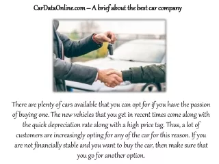 CarDataOnline.com – A brief about the best car company