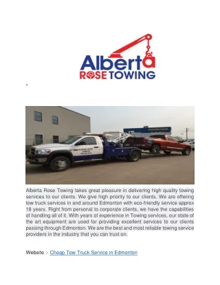 Cheap Tow Truck Service In Edmonton | Albertarosetowing.ca