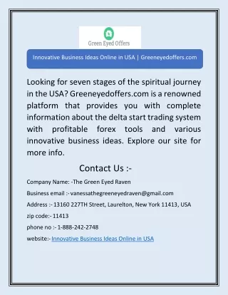 Innovative Business Ideas Online in USA | Greeneyedoffers.com