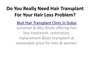 do you really need hair transplant for your hair loss problem