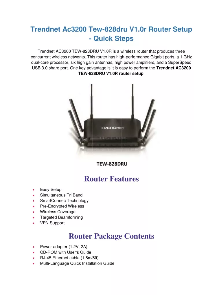 trendnet ac3200 tew 828dru v1 0r router setup