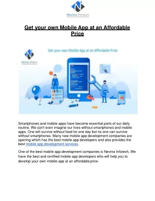 get your own mobile app at an affordable price