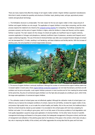 Reasons for the low content of organic matter in orchard soil