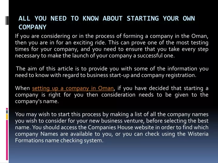 all you need to know about starting your own company