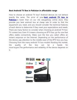 best android tv box in pakistan in affordable