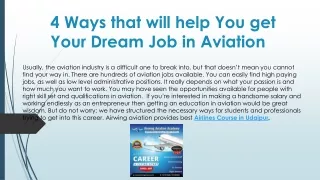 4 Ways that will help You get Your Dream Job in Aviation