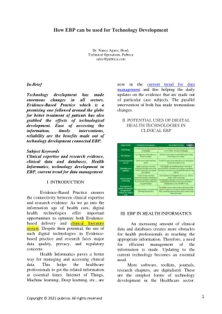 how ebp can be used for technology development
