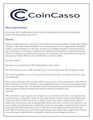 what is cardano blockchain do you know what
