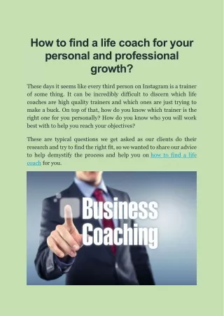 how to find a life coach for your personal