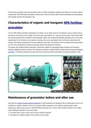 Maintenance of NPK fertilizer granulator before and after use