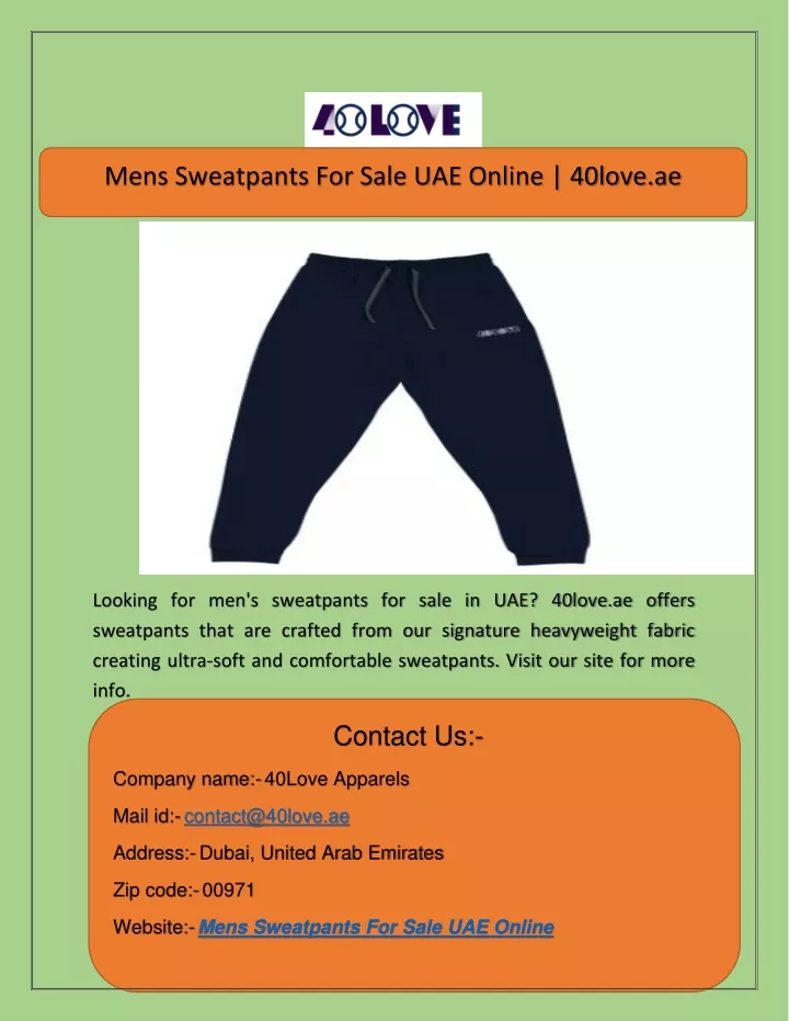 mens sweatpants for sale uae online 40love ae