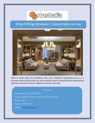Shop Fittings Brisbane | Gjaustralia.com.au