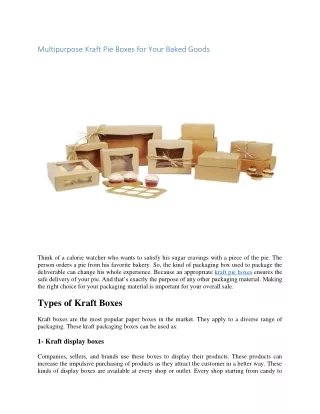 Multipurpose Kraft Pie Boxes for Your Baked Goods