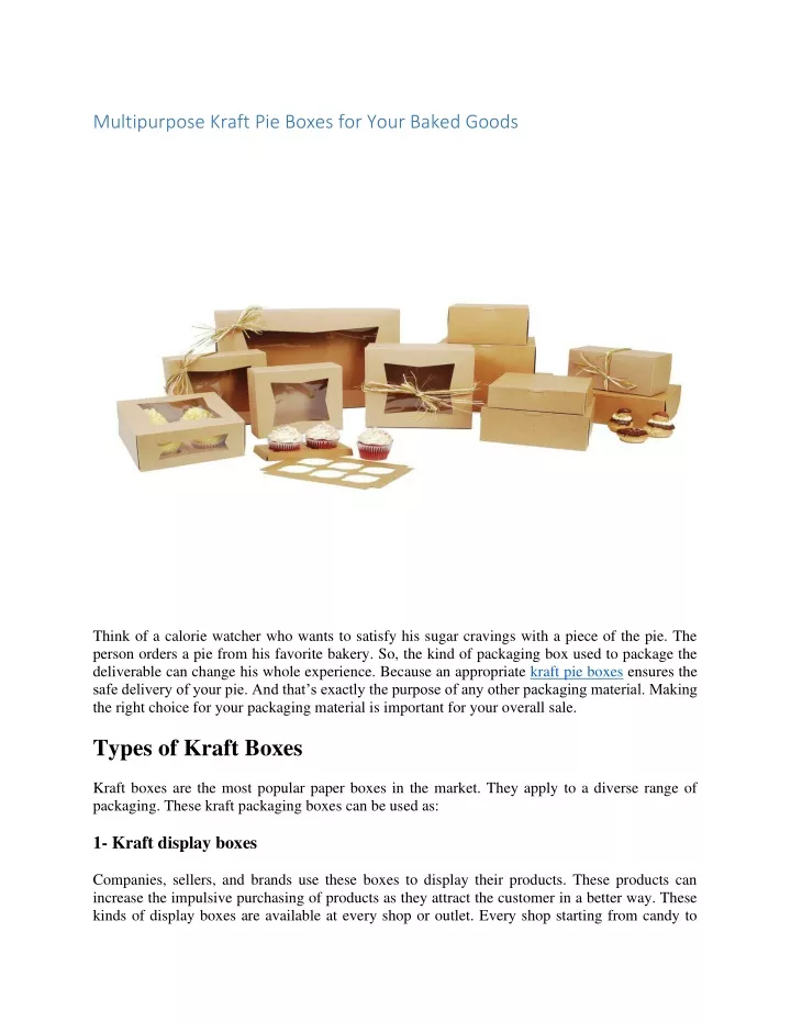 multipurpose kraft pie boxes for your baked goods