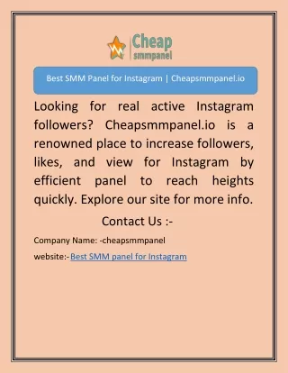 Best SMM Panel for Instagram | Cheapsmmpanel.io