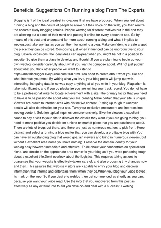 beneficial suggestions on running a blog from