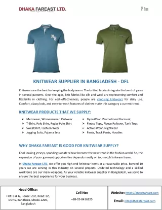 Knitwear Supplier in Bangladesh - DFL