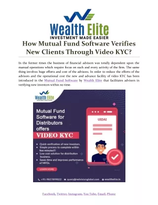 how mutual fund software verifies new clients