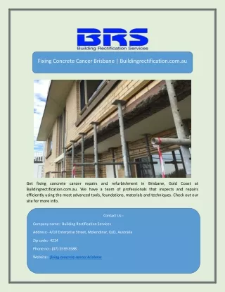 Fixing Concrete Cancer Brisbane | Buildingrectification.com.au