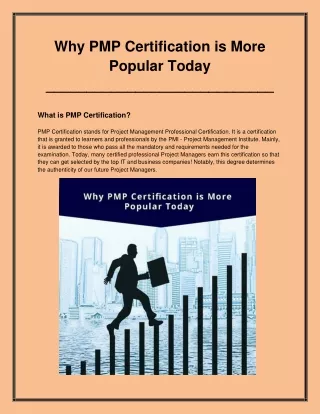 why pmp certification is more popular today