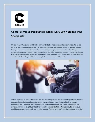 Complex Video Production Made Easy With Skilled VFX Specialists