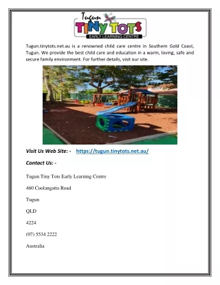 Best Childcare Centres in Tugun | Tugun.tinytots.net.au