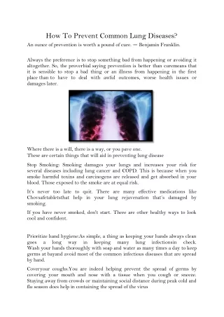 how to prevent common lung diseases an ounce