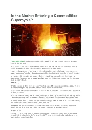 Is the Market Entering a Commodities Supercycle