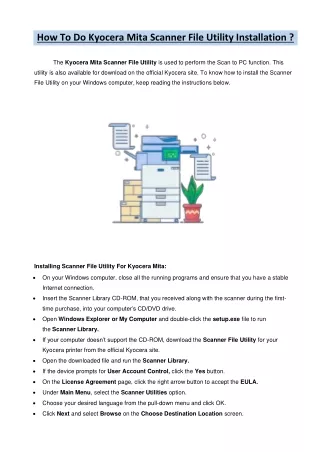 Kyocera Mita Scanner File Utility | Installation | Guidelines