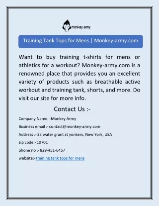 Training Tank Tops for Mens | Monkey-army.com