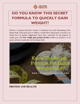do you know this secret formula to quickly gain